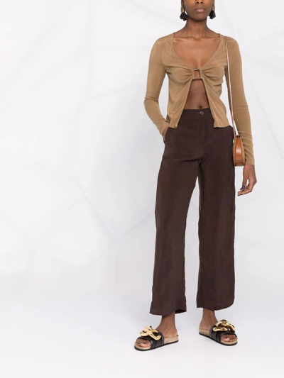 Shop Anemos The Beach Cropped Trousers In Braun