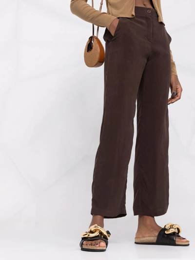 Shop Anemos The Beach Cropped Trousers In Braun