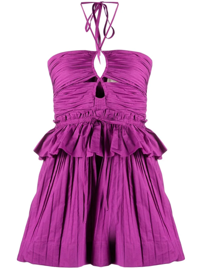 Shop Ulla Johnson Peplum-waist Gathered Playsuit In Violett