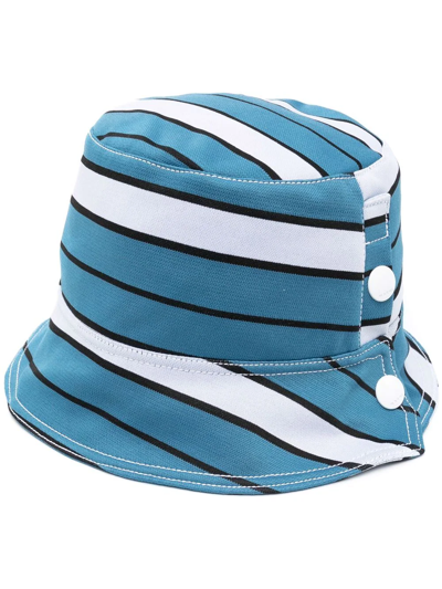 Shop Marni Striped Bucket Hat In Blau