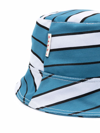 Shop Marni Striped Bucket Hat In Blau