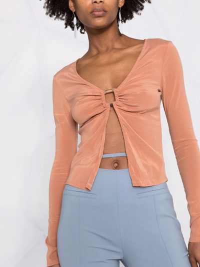 Anemos Ring-detailed Long-sleeved Top In Braun