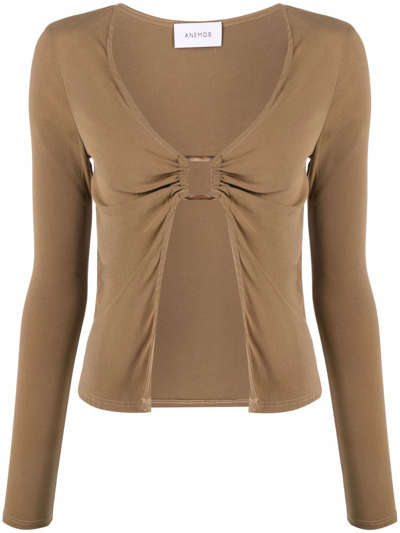 Shop Anemos Ring-embellished Long-sleeved Top In Neutrals