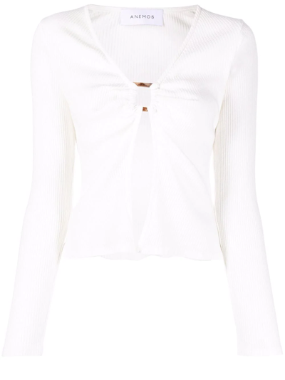 Shop Anemos Tortoiseshell Ring-detail Knit Top In Weiss