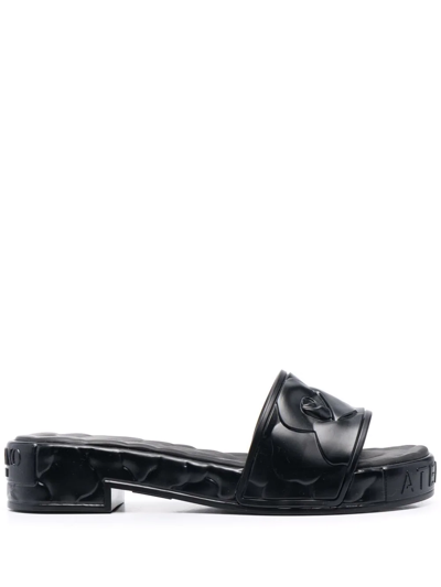 Shop Valentino Atelier Rose Edition Mule Sandals In Schwarz
