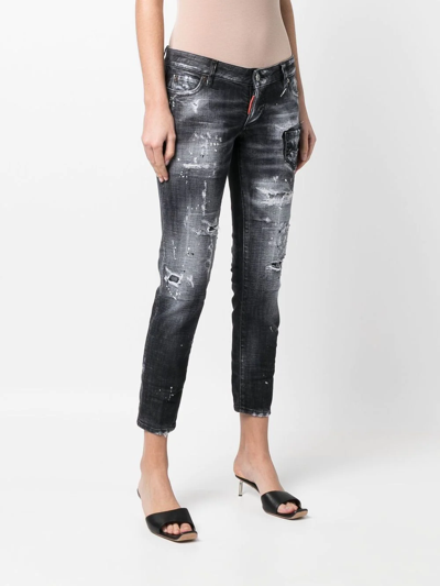 Shop Dsquared2 Jennifer Cropped Skinny Jeans In Grau