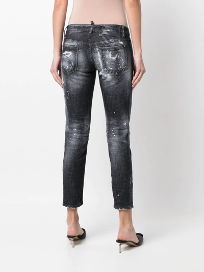 Shop Dsquared2 Jennifer Cropped Skinny Jeans In Grau