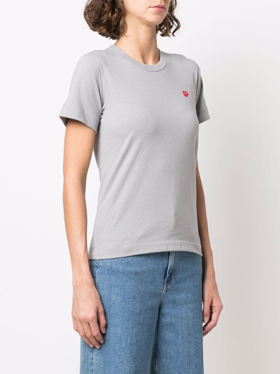 Shop Comme Des Garçons Play Cotton Embroidered-logo T-shirt In Grau