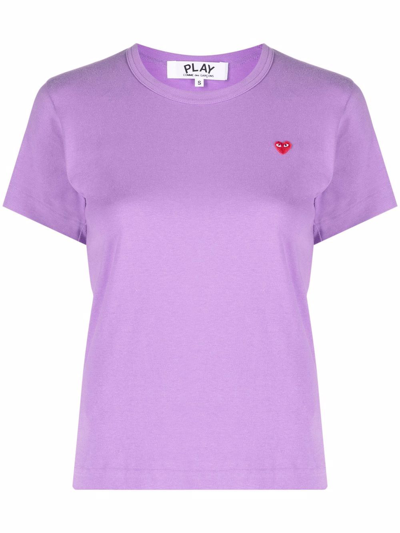 Shop Comme Des Garçons Play Cotton Embroidered-logo T-shirt In Violett
