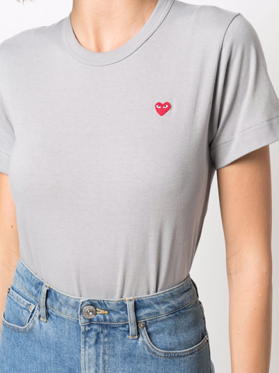 Shop Comme Des Garçons Play Cotton Embroidered-logo T-shirt In Grau