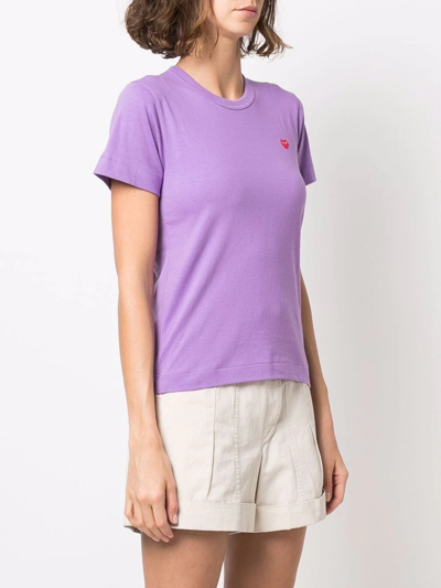 Shop Comme Des Garçons Play Cotton Embroidered-logo T-shirt In Violett