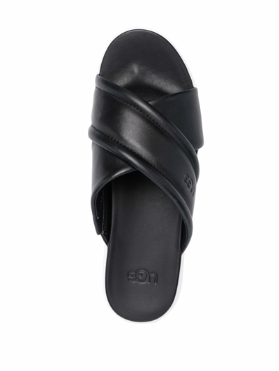 Shop Ugg Cross-strap Leather Sandals In Schwarz