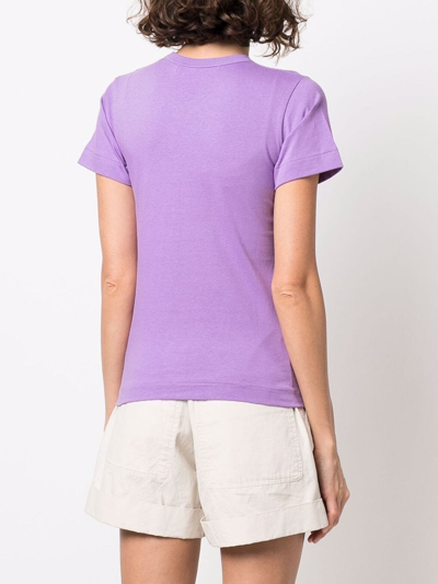 Shop Comme Des Garçons Play Cotton Embroidered-logo T-shirt In Violett