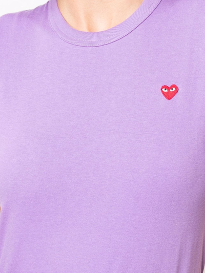 Shop Comme Des Garçons Play Cotton Embroidered-logo T-shirt In Violett