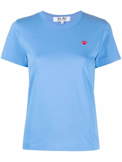 Shop Comme Des Garçons Play Cotton Embroidered-logo T-shirt In Blau