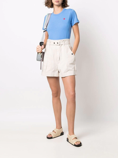 Comme Des Garçons Play Cotton Embroidered-logo T-shirt In Blau