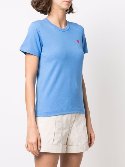 Comme Des Garçons Play Cotton Embroidered-logo T-shirt In Blau