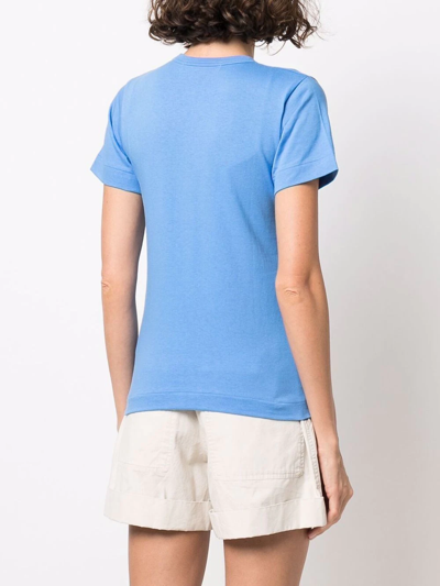 Comme Des Garçons Play Cotton Embroidered-logo T-shirt In Blau