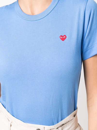 Comme Des Garçons Play Cotton Embroidered-logo T-shirt In Blau