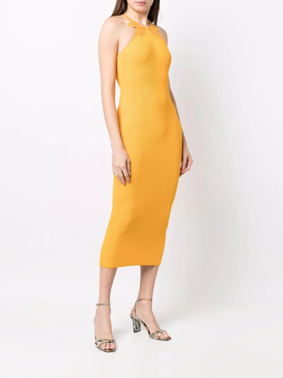 self portrait yellow knit dress self-portrait - Yellow Knit Zip Ruffle Mini Dress