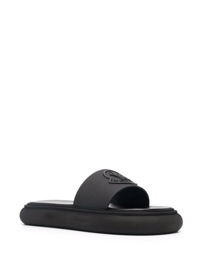 Shop Moncler Jeanne Logo-embossed Slides In Schwarz