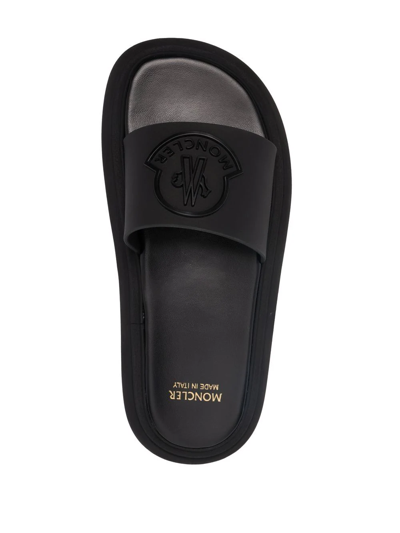 Shop Moncler Jeanne Logo-embossed Slides In Schwarz