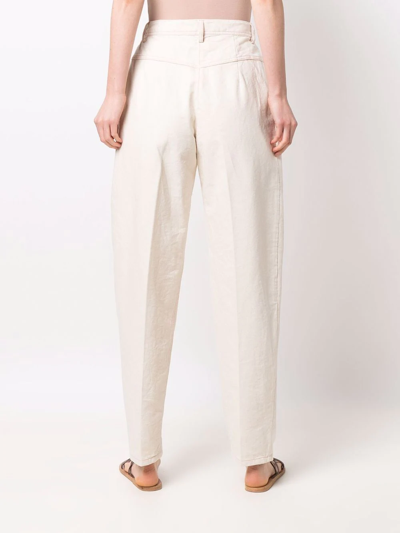 Shop Forte Forte High-waisted Pleat-front Trousers In Nude
