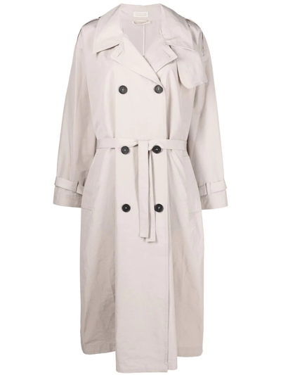 Shop Massimo Alba Double-breasted Trench Coat In Nude