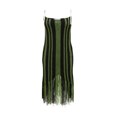 Shop Jw Anderson Fringe Detail Camisole Dress In Green Black