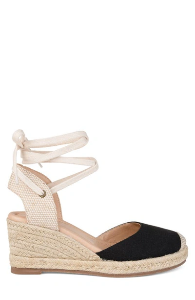 Journee Collection Monte Espadrille Ankle Strap Wedge Sandal In Black