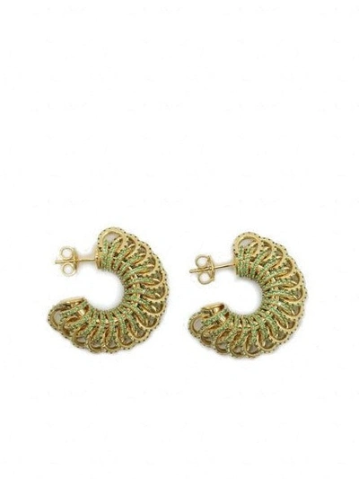 Shop Bottega Veneta Intertwined Ring Earrings In Multi