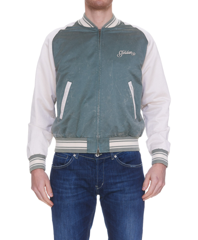 Golden Goose Logo Zipped Bomber Jacket In Green | ModeSens