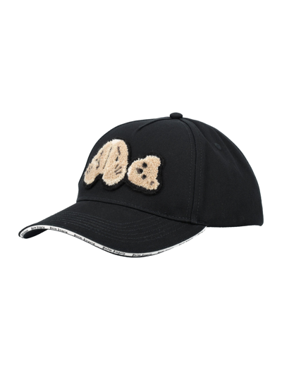 Shop Palm Angels Teddy Bear Detailed Baseball Hat In Black