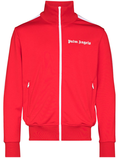 Shop Palm Angels Zipped Logo Track Jacket In Red