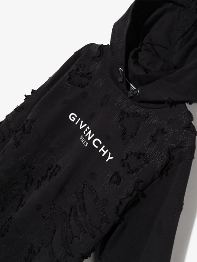 Shop Givenchy Logo-print Distressed-effect Hoodie In Black