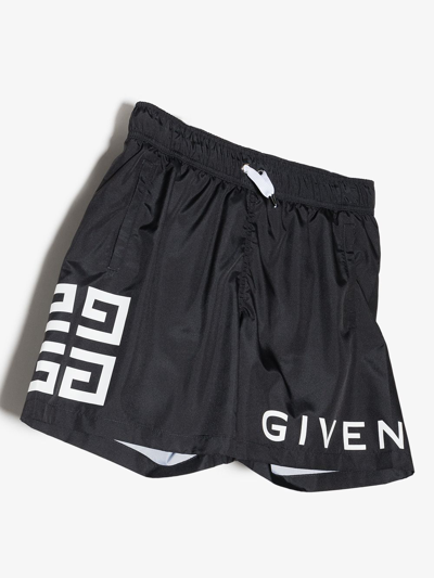 Shop Givenchy Teen 4g Logo-print Swim Shorts In Black