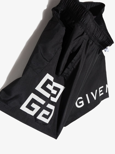 Shop Givenchy Teen 4g Logo-print Swim Shorts In Black