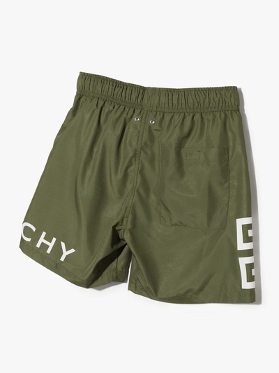 Shop Givenchy Teen Logo-print Swim Shorts In Green