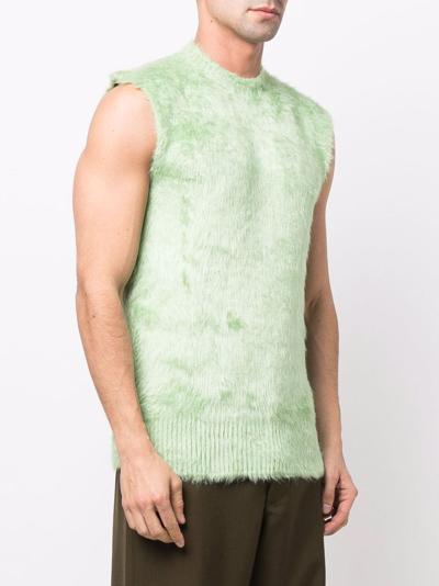 Shop Jil Sander Crew Neck Knitted Vest In Green