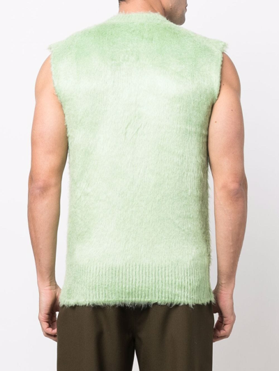 Shop Jil Sander Crew Neck Knitted Vest In Green
