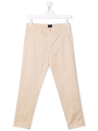 Shop Fay Straight-leg Cotton Trousers In Neutrals