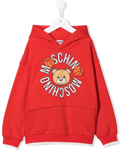 Shop Moschino Logo-print Hoodie In Red