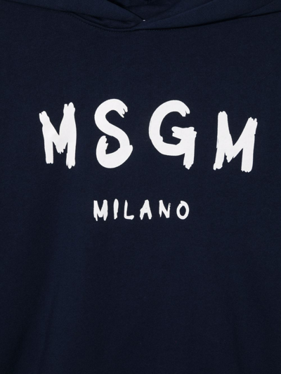 Msgm Logo-print Hoodie In Blue