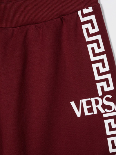 Shop Versace Teen Logo-print Track Shorts In Red