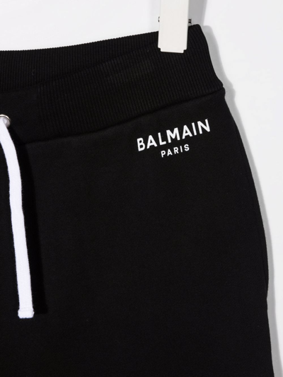 Shop Balmain Teen Logo-print Drawstring Shorts In Black