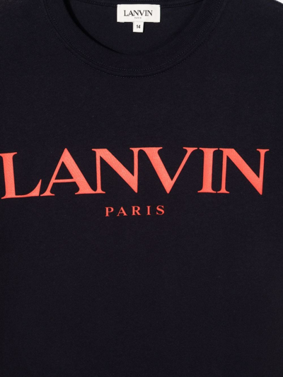 Shop Lanvin Enfant Teen Logo-print Cotton T-shirt In Blue