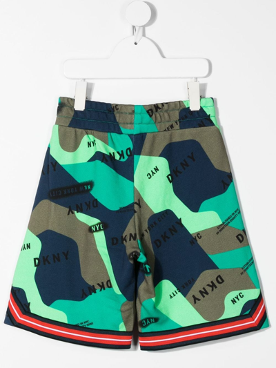 Shop Dkny Teen Camouflage-print Bermuda Shorts In Blue