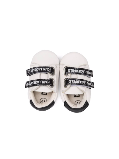 Shop Karl Lagerfeld Logo-print Touch-strap Sneakers In White