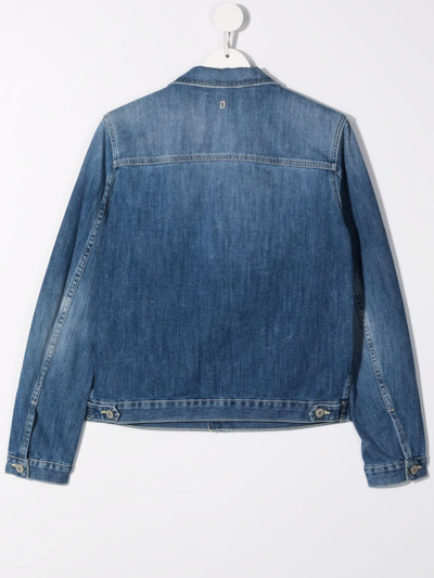 Shop Dondup Teen Buttoned-up Denim Jacket In Blue