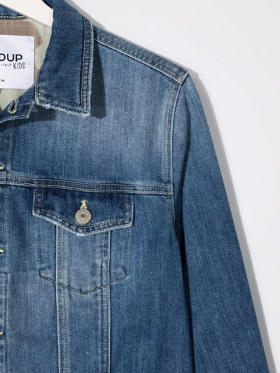 Shop Dondup Teen Buttoned-up Denim Jacket In Blue
